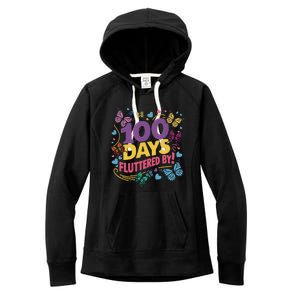 100 Days Fluttered By Butterfly 100th Day Of School Student Women's Fleece Hoodie