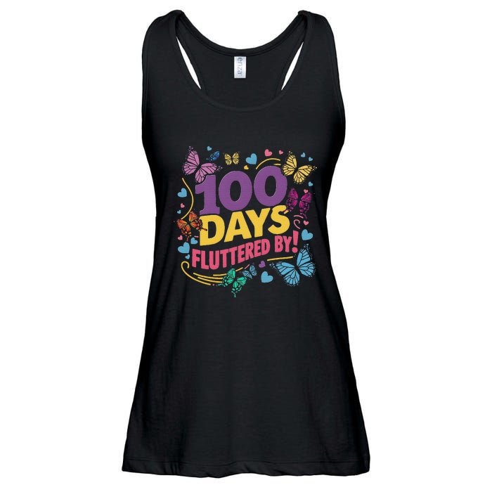 100 Days Fluttered By Butterfly 100th Day Of School Student Ladies Essential Flowy Tank