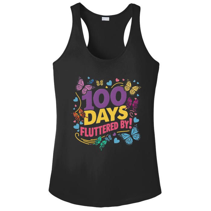 100 Days Fluttered By Butterfly 100th Day Of School Student Ladies PosiCharge Competitor Racerback Tank