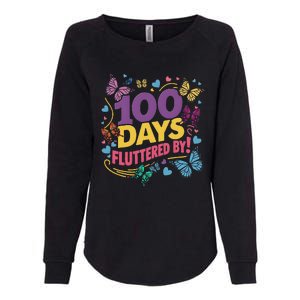 100 Days Fluttered By Butterfly 100th Day Of School Student Womens California Wash Sweatshirt