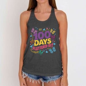 100 Days Fluttered By Butterfly 100th Day Of School Student Women's Knotted Racerback Tank