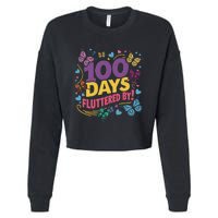 100 Days Fluttered By Butterfly 100th Day Of School Student Cropped Pullover Crew