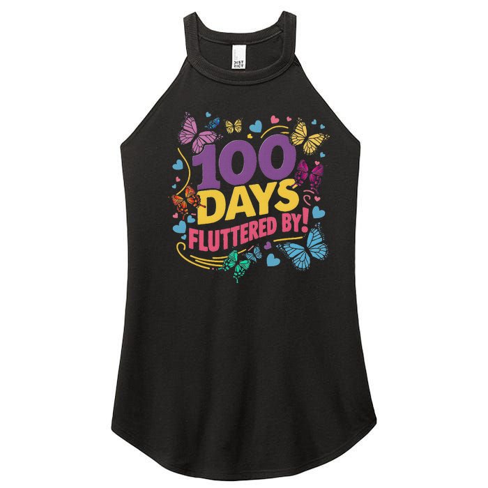 100 Days Fluttered By Butterfly 100th Day Of School Student Women's Perfect Tri Rocker Tank