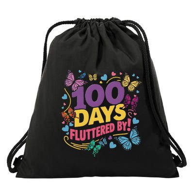 100 Days Fluttered By Butterfly Drawstring Bag