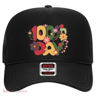 100th Day Flowers Celebration Learning Milestone High Crown Mesh Back Trucker Hat