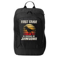 1st Day First Grade Back To School Jawsome Dinosaur Boy City Backpack