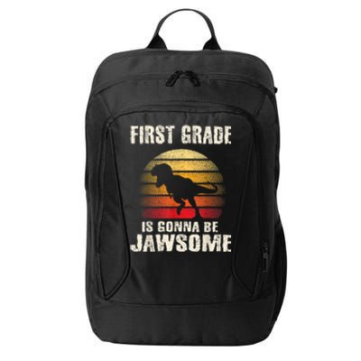 1st Day First Grade Back To School Jawsome Dinosaur Boy City Backpack