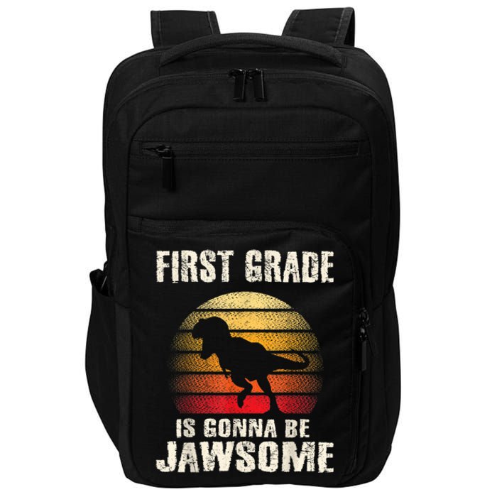 1st Day First Grade Back To School Jawsome Dinosaur Boy Impact Tech Backpack