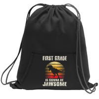 1st Day First Grade Back To School Jawsome Dinosaur Boy Sweatshirt Cinch Pack Bag