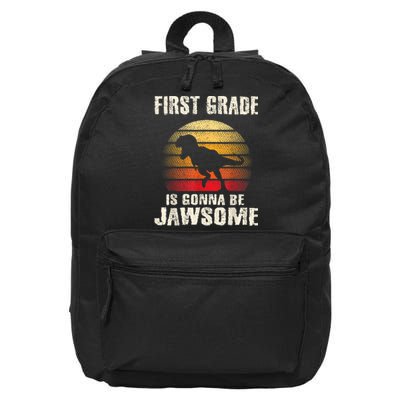 1st Day First Grade Back To School Jawsome Dinosaur Boy 16 in Basic Backpack