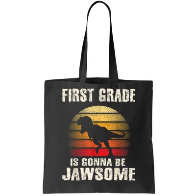 1st Day First Grade Back To School Jawsome Dinosaur Boy Tote Bag