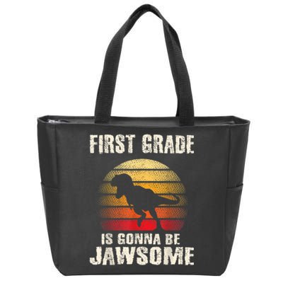 1st Day First Grade Back To School Jawsome Dinosaur Boy Zip Tote Bag