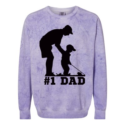 #1 Dad Golfing Golf Fathers Day Father Son Tee Colorblast Crewneck Sweatshirt