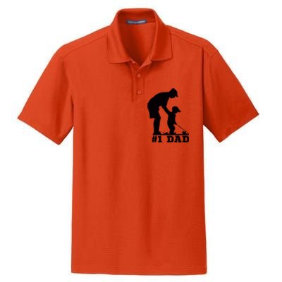 #1 Dad Golfing Golf Fathers Day Father Son Tee Dry Zone Grid Polo