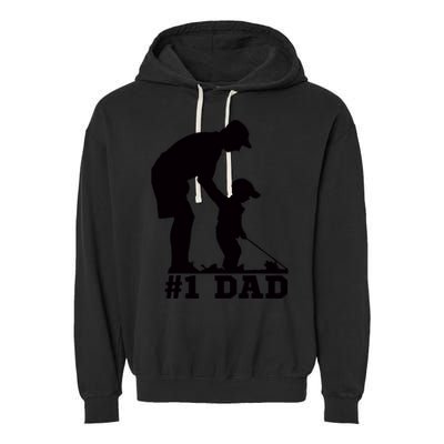 #1 Dad Golfing Golf Fathers Day Father Son Tee Garment-Dyed Fleece Hoodie