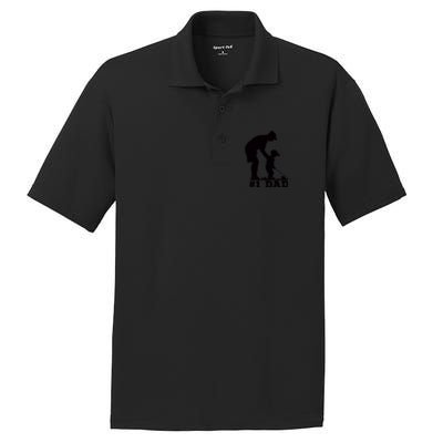 #1 Dad Golfing Golf Fathers Day Father Son Tee PosiCharge RacerMesh Polo