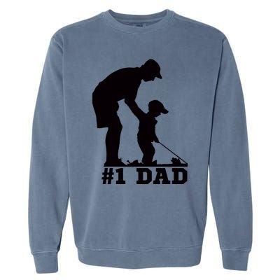 #1 Dad Golfing Golf Fathers Day Father Son Tee Garment-Dyed Sweatshirt