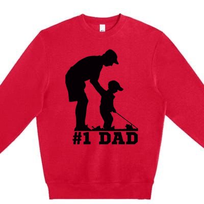 #1 Dad Golfing Golf Fathers Day Father Son Tee Premium Crewneck Sweatshirt