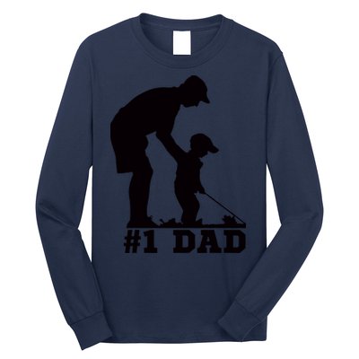 #1 Dad Golfing Golf Fathers Day Father Son Tee Long Sleeve Shirt
