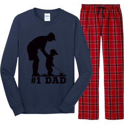 #1 Dad Golfing Golf Fathers Day Father Son Tee Long Sleeve Pajama Set