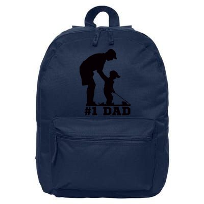 #1 Dad Golfing Golf Fathers Day Father Son Tee 16 in Basic Backpack