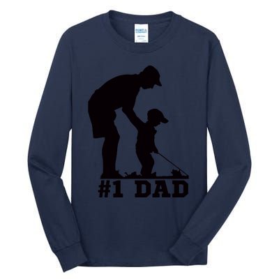 #1 Dad Golfing Golf Fathers Day Father Son Tee Tall Long Sleeve T-Shirt