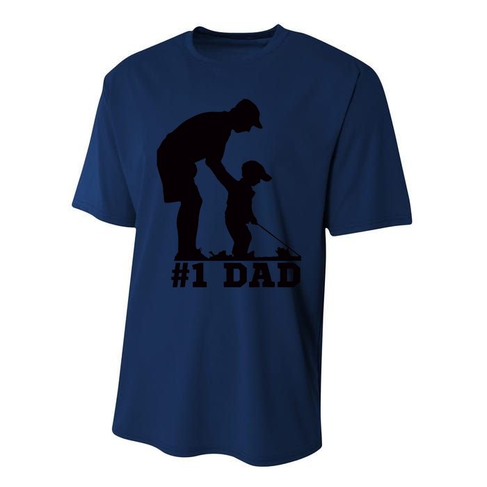 #1 Dad Golfing Golf Fathers Day Father Son Tee Performance Sprint T-Shirt