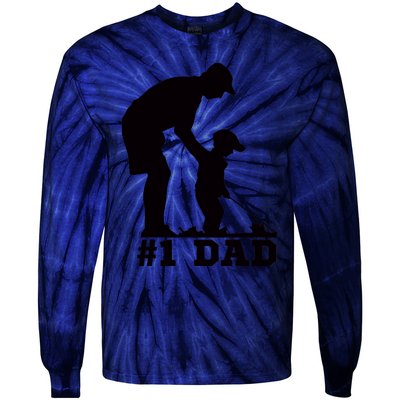 #1 Dad Golfing Golf Fathers Day Father Son Tee Tie-Dye Long Sleeve Shirt