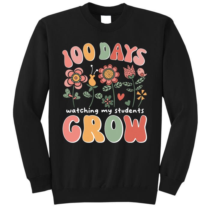 100 Days Growing Boho Flowers Teacher 100th Day Of School Sweatshirt