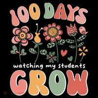 100 Days Growing Boho Flowers Teacher 100th Day Of School Tall T-Shirt