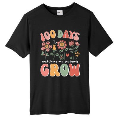 100 Days Growing Boho Flowers Teacher 100th Day Of School Tall Fusion ChromaSoft Performance T-Shirt