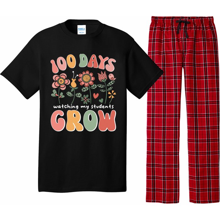 100 Days Growing Boho Flowers Teacher 100th Day Of School Pajama Set