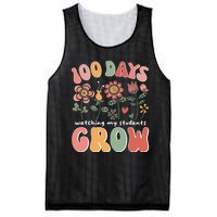 100 Days Growing Boho Flowers Teacher 100th Day Of School Mesh Reversible Basketball Jersey Tank