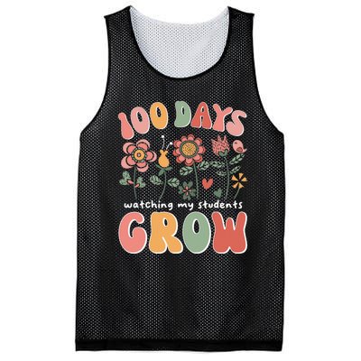 100 Days Growing Boho Flowers Teacher 100th Day Of School Mesh Reversible Basketball Jersey Tank