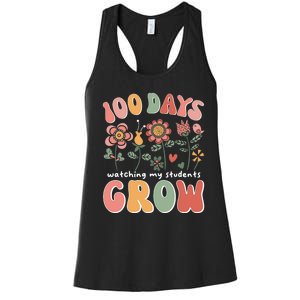 100 Days Growing Boho Flowers Teacher 100th Day Of School Women's Racerback Tank