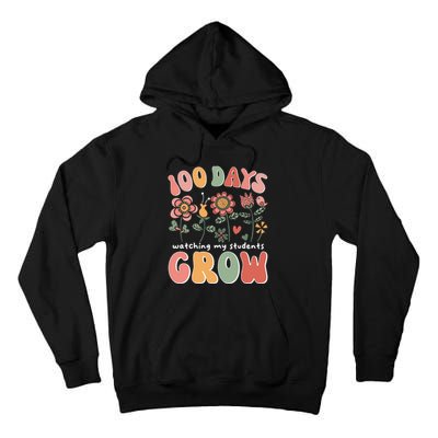 100 Days Growing Boho Flowers Teacher 100th Day Of School Tall Hoodie