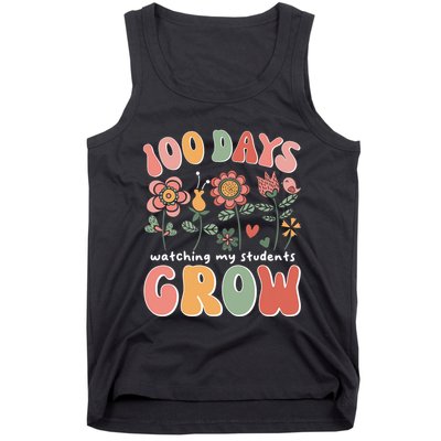 100 Days Growing Boho Flowers Teacher 100th Day Of School Tank Top