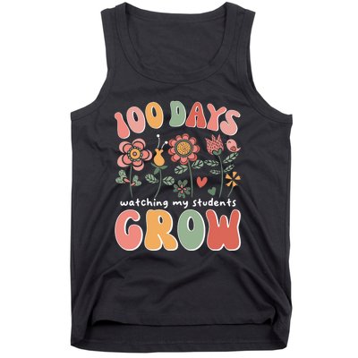 100 Days Growing Boho Flowers Teacher 100th Day Of School Tank Top