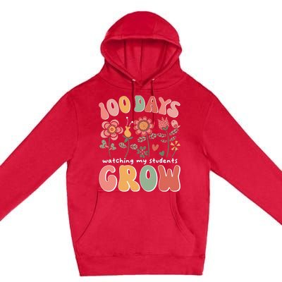 100 Days Growing Boho Flowers Teacher 100th Day Of School Premium Pullover Hoodie