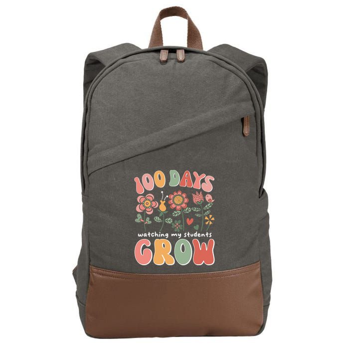 100 Days Growing Boho Flowers Teacher 100th Day Of School Cotton Canvas Backpack