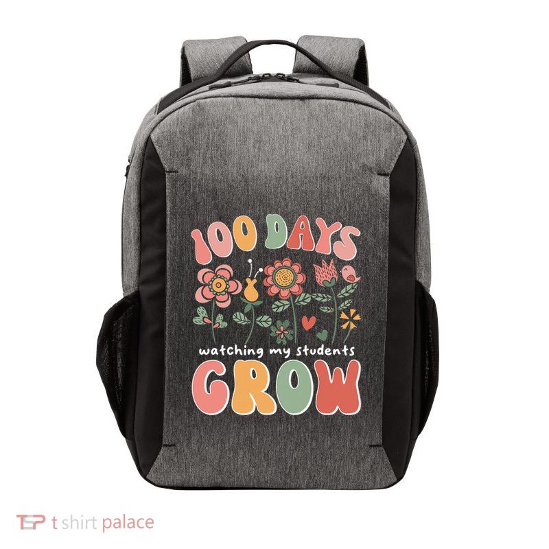 100 Days Growing Boho Flowers Teacher 100th Day Of School Vector Backpack