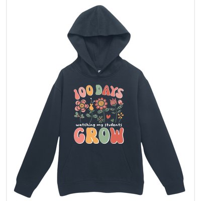 100 Days Growing Boho Flowers Teacher 100th Day Of School Urban Pullover Hoodie