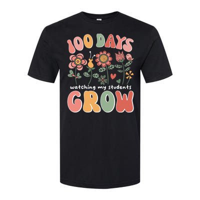 100 Days Growing Boho Flowers Teacher 100th Day Of School Softstyle CVC T-Shirt