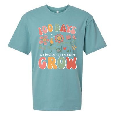 100 Days Growing Boho Flowers Teacher 100th Day Of School Sueded Cloud Jersey T-Shirt