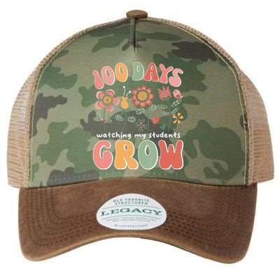 100 Days Growing Boho Flowers Teacher 100th Day Of School Legacy Tie Dye Trucker Hat