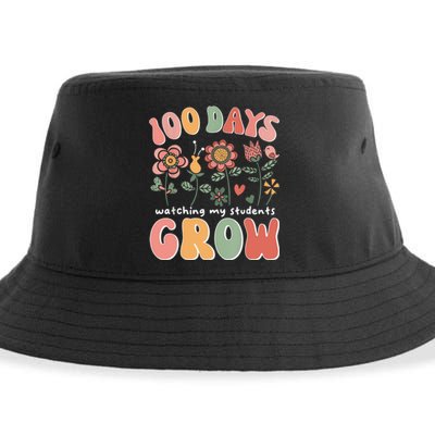 100 Days Growing Boho Flowers Teacher 100th Day Of School Sustainable Bucket Hat