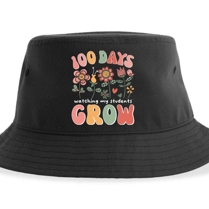 100 Days Growing Boho Flowers Teacher 100th Day Of School Sustainable Bucket Hat