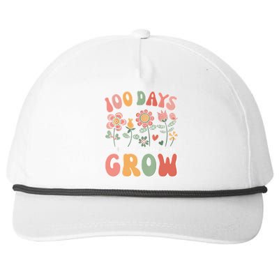 100 Days Growing Boho Flowers Teacher 100th Day Of School Snapback Five-Panel Rope Hat