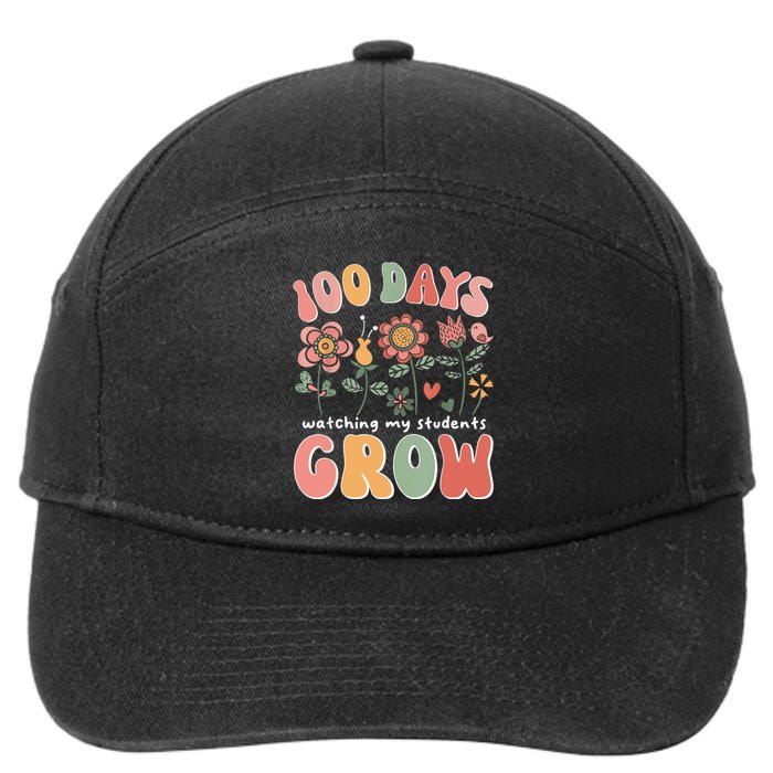 100 Days Growing Boho Flowers Teacher 100th Day Of School 7-Panel Snapback Hat