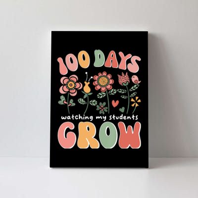 100 Days Growing Boho Flowers Teacher 100th Day Of School Canvas